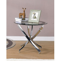 Coaster Furniture 702587 Glass Top End Table Chrome and Black